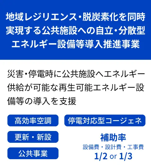 地域レジリエンス・脱炭素化を同時実現する公共施設への自立・分散型エネルギー設備等導入推進事業